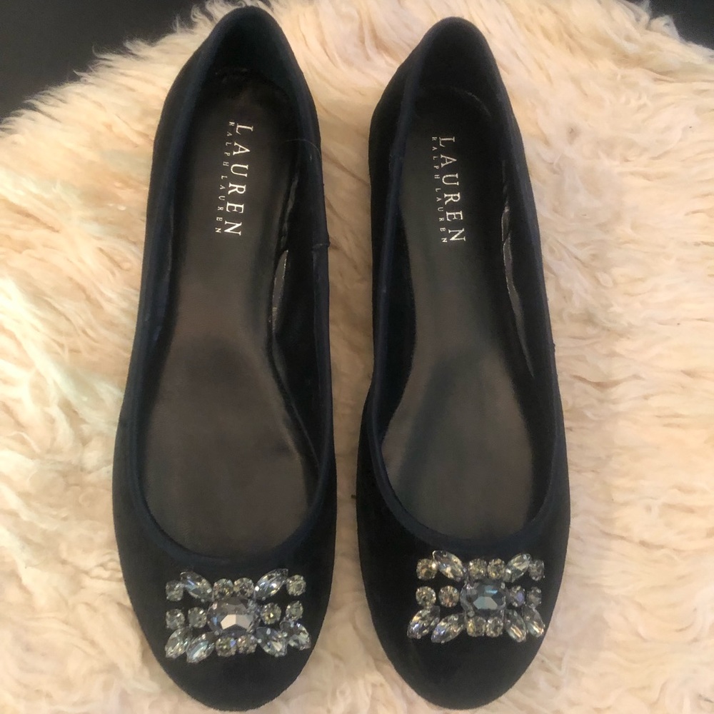 Ralph Lauren black velvet flats